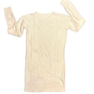 Gap Girls L Cream‎ Cable Knit Sweater Dress Preppy Academia Gilmore Girl Holiday